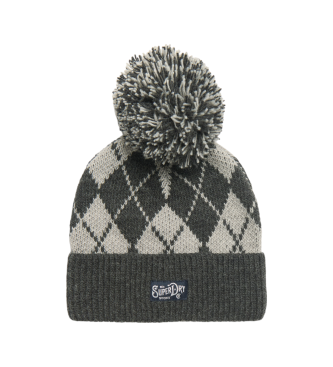 Superdry Gorro de punto estampado gris