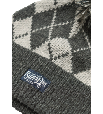 Superdry Grey printed knitted beanie