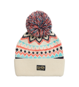 Superdry Cappello lavorato a maglia stampato beige