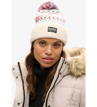 Superdry Gorro de punto estampado beige