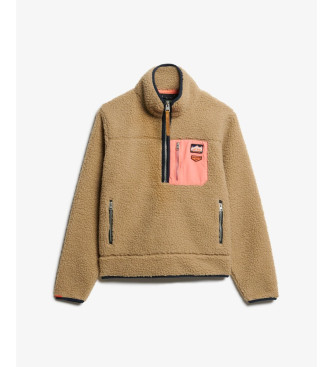 Superdry Vintage Retro bež polkrožni flis z zadrgo