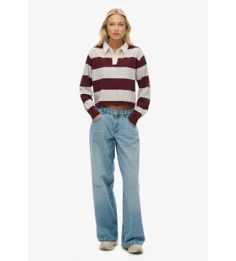 Superdry Polo Stripe Rugby gris, burdeos