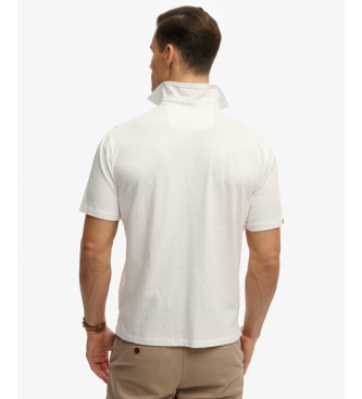 Superdry Polo Classic Bombažno laneno platno iz bele barve