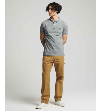 Superdry Polo classica in piqu realizzata in cotone organico grigio