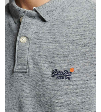 Superdry Polo classica in piqu realizzata in cotone organico grigio