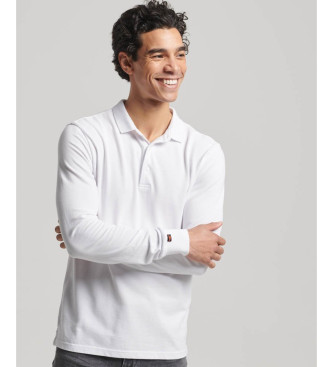 Superdry Polo de piqu de algodn y manga larga blanco