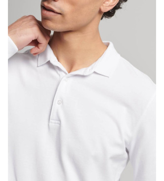 Superdry Polo  manches longues en coton piqu blanc