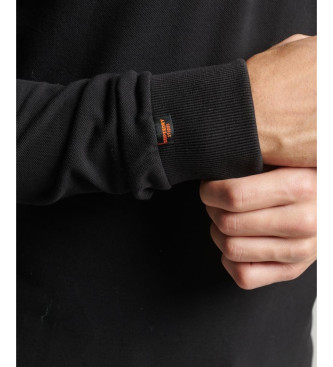 Superdry Long-sleeved cotton pique polo shirt black