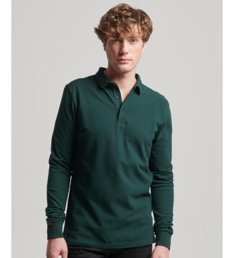 Superdry Long sleeve cotton pique polo shirt green