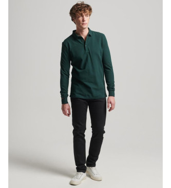 Superdry Long sleeve cotton pique polo shirt green