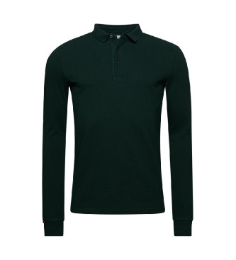 Superdry Polo verde a maniche lunghe in piqu di cotone