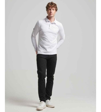 Superdry Studios Langarm-Poloshirt aus Strick wei