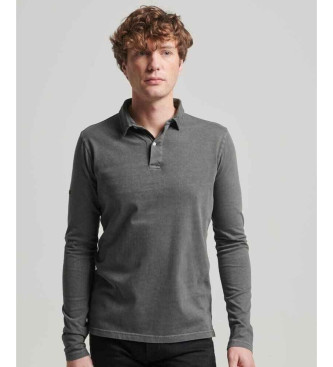 Superdry Studios grey long sleeve knitted polo shirt