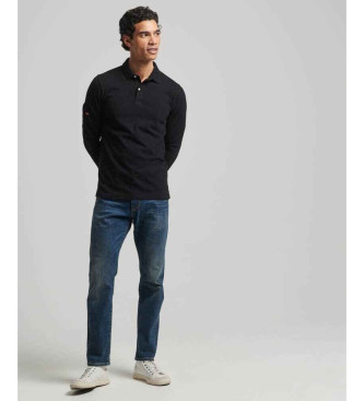 Superdry Studios polo tricot  manches longues noir