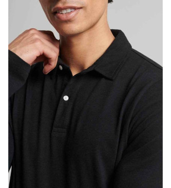 Superdry Studios long sleeve knitted polo shirt black