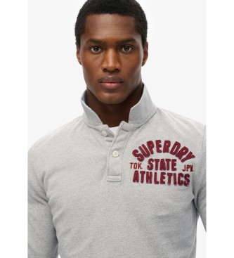 Superdry Polo sportiva vintage a maniche lunghe in grigio