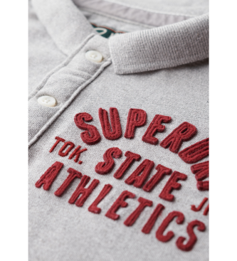 Superdry Polo sportiva vintage a maniche lunghe in grigio