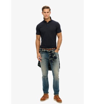 Superdry City marineblaues Piqu-Poloshirt
