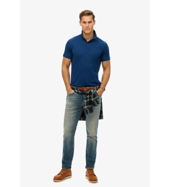 Superdry City blue piqu polo shirt