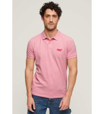 Superdry Klassisk rosa pik-poloskjorta