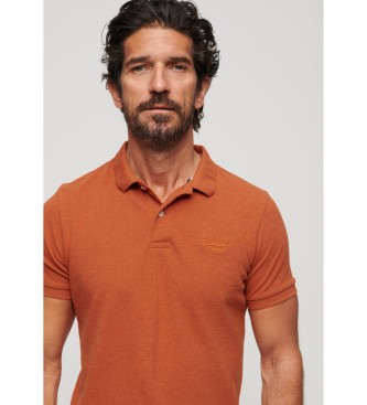 Superdry Klassisches orangefarbenes Piqu-Poloshirt