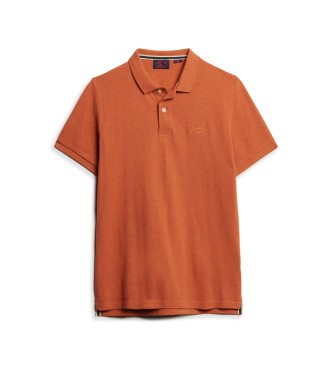 Superdry Klassisches orangefarbenes Piqu-Poloshirt
