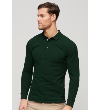 Superdry Long sleeve pique cotton polo shirt green