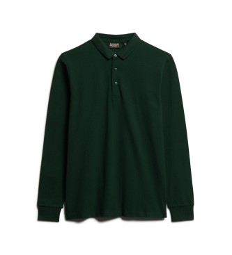 Superdry Long sleeve pique cotton polo shirt green