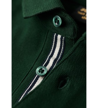 Superdry Bawełniana koszulka polo z długim rękawem w kolorze zielonym
