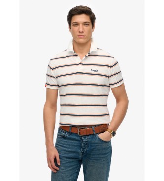 Superdry Polo leggera in maglia a righe bianche