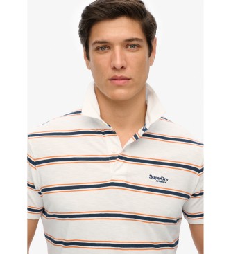 Superdry Polo leggera in maglia a righe bianche