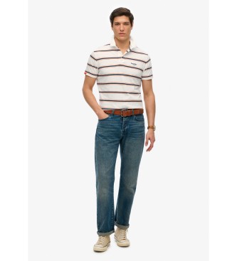 Superdry Polo leggera in maglia a righe bianche