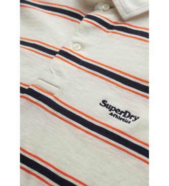 Superdry Polo leggera in maglia a righe bianche