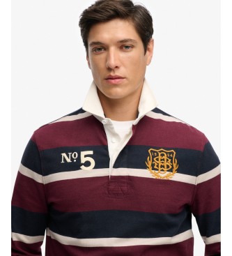 Superdry Polo rugby Double Emblem Stripe Rugby grenat