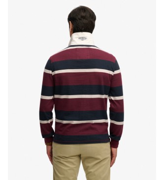 Superdry Polo rugby Double Emblem Stripe Rugby grenat