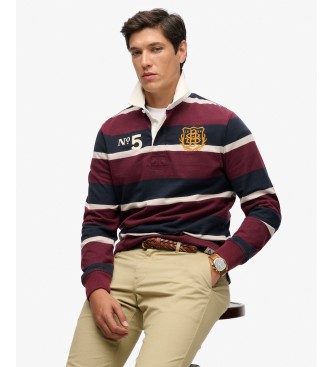 Superdry Polo rugby Double Emblem Stripe Rugby grenat
