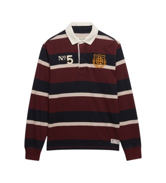 Superdry Polo rugby Double Emblem Stripe Rugby grenat