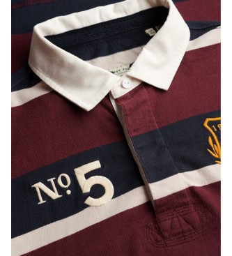 Superdry Polo rugby Double Emblem Stripe Rugby grenat