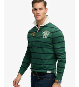 Superdry Polo majica rugby Double Emblem Stripe, zelena