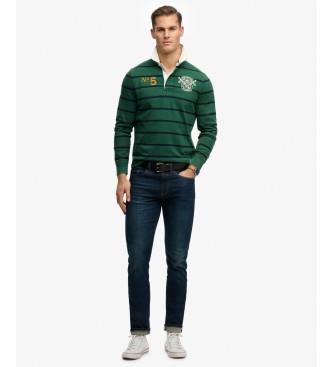 Superdry Polo majica rugby Double Emblem Stripe, zelena