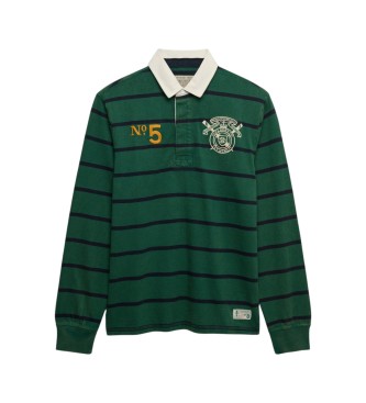 Superdry Polo majica rugby Double Emblem Stripe, zelena
