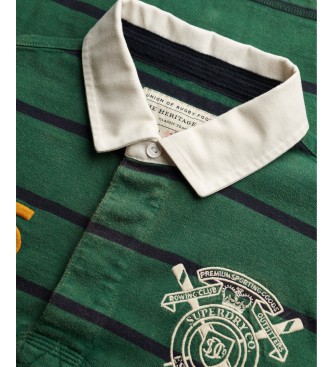 Superdry Polo majica rugby Double Emblem Stripe, zelena