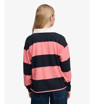 Superdry Polo rugby Heritage Stripe Rugby ró?owe