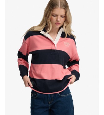 Superdry Polo rugby Heritage Stripe Rugby ró?owe
