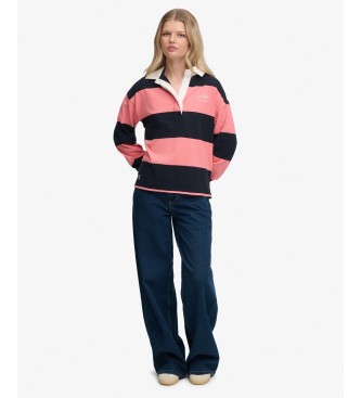 Superdry Polo rugby Heritage Stripe Rugby ró?owe