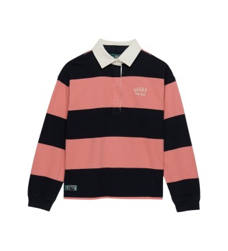 Superdry Polo rugby Heritage Stripe Rugby ró?owe