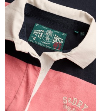 Superdry Polo rugby Heritage Stripe Rugby ró?owe