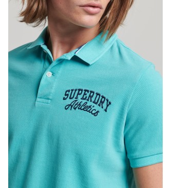 Superdry Koszulka polo Superstate turkusowo-niebieska