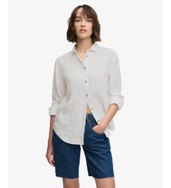 Superdry Chemise Premium en Lin blanc