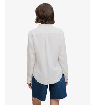 Superdry Chemise Premium en Lin blanc